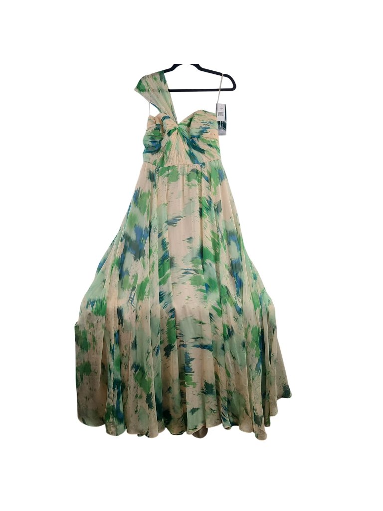 New Amsale Printed One-Shoulder Gown Size 8
